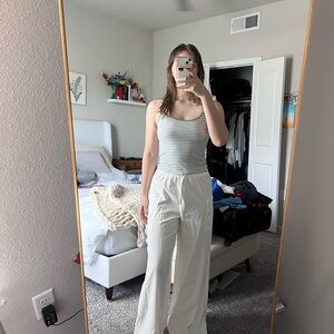 Princess Polly Cream Elastic Waist Pants